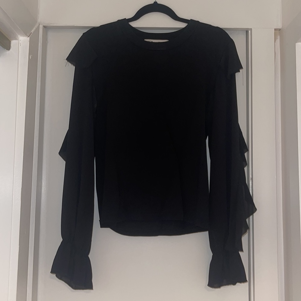Zara black bell sleeve blouse. Size large.